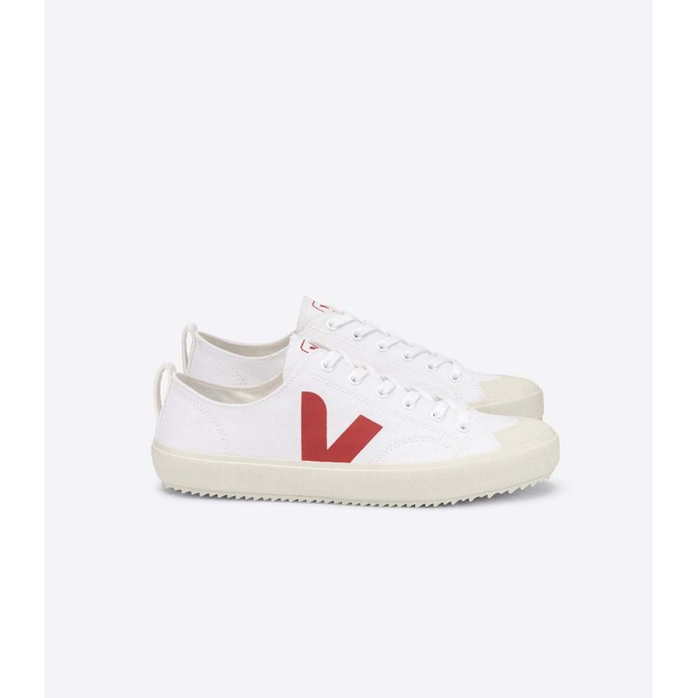 Men\'s Veja NOVA CANVAS PIERRE Shoes White/Red | SG 214UZG